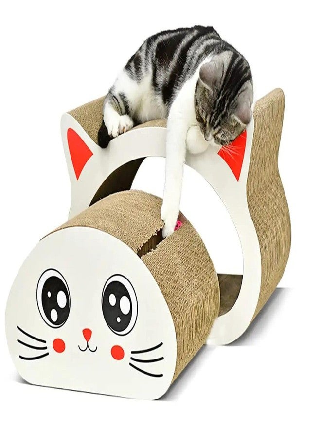 KittuPet كيتو بيت 2 في 1، لعبة خدش من الكرتون المموج قابلة للعكس وإعادة التدوير للقطط، لحماية الأثاث (وجه قطة)، 35 × 26 × 29 سم - Image 1